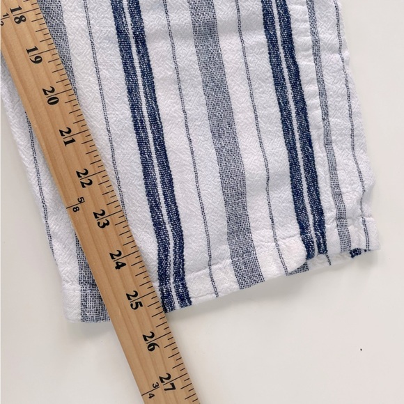 dash Women's Blue White Striped Linen Blend Pull On Pants Coastal Size Large - Picture 8 of 8